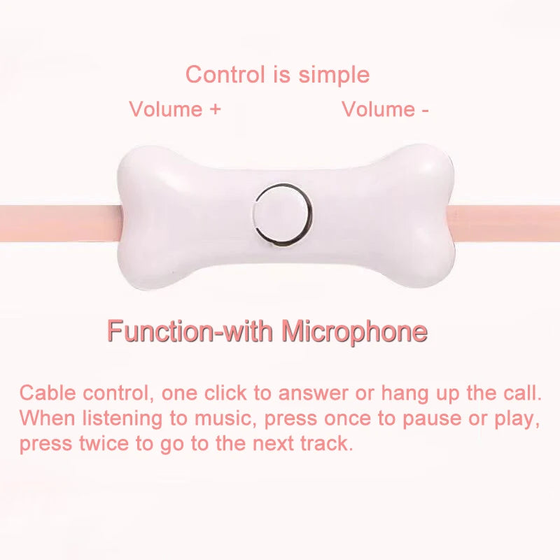 Cat Paw Earbuds Stereo 3.5mm In-Ear Headphones with Mic Earpiece Fashion Sports Wired Headset for Smartphone MP3 iPad PC Music