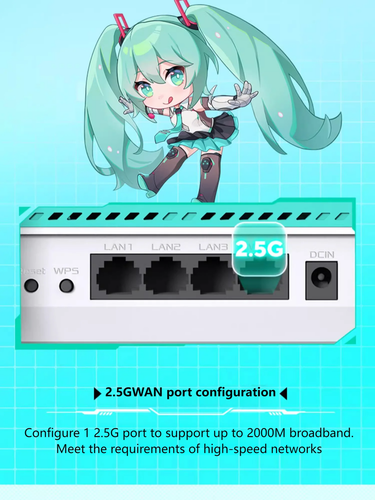 ASUS RE-BE57 Hatsune Miku Edition The Aimesh networking signal covers the entire house, supports 4K-QAM technology,