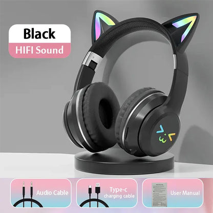 RGB Glow Earphones Wireless Earbuds 5.3 Cat Ear Bluetooth Sports Headphones Bluetooth Mp3 Players Microphone Sale Headset Gamer
