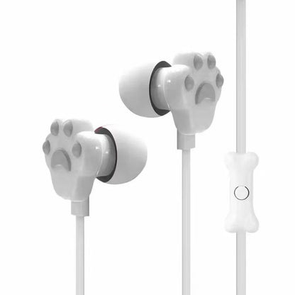 Cat Paw Earbuds Stereo 3.5mm In-Ear Headphones with Mic Earpiece Fashion Sports Wired Headset for Smartphone MP3 iPad PC Music