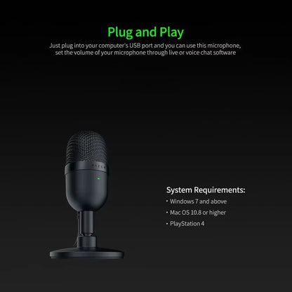 100% Original Razer-Seiren Mini USB Condenser Microphone Ultra-Compact Streaming Supercardioid Pickup Pattern