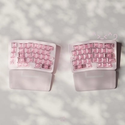 Cute Jelly Cat Theme Keycaps 140 keys PBT+PC Keycaps Pink Cherry Profile Custom Key Caps for Mechanical Keyboard Gifts PC Gamer