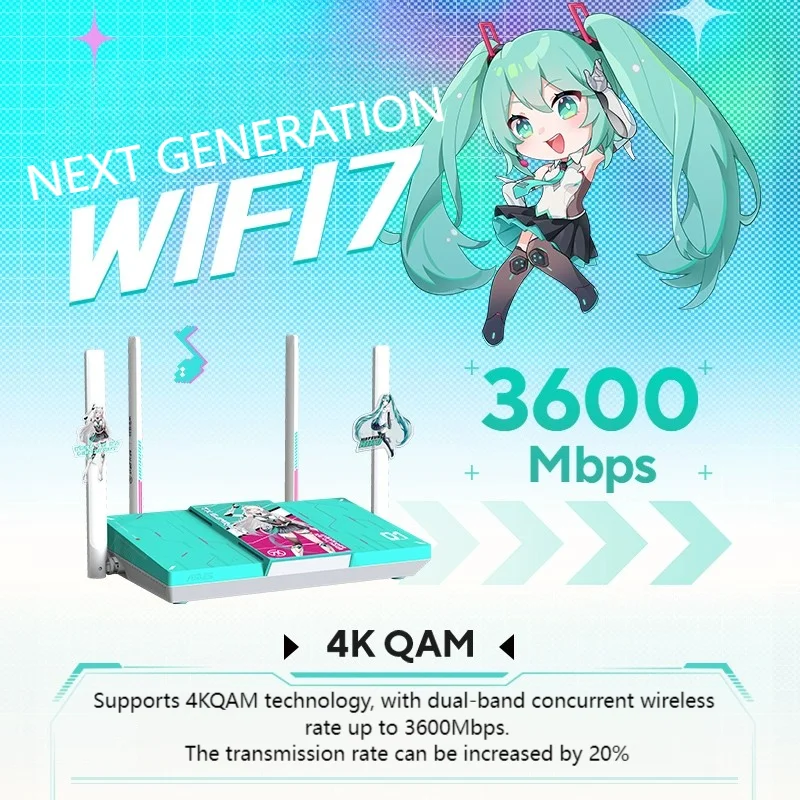 ASUS RE-BE57 Hatsune Miku Edition The Aimesh networking signal covers the entire house, supports 4K-QAM technology,