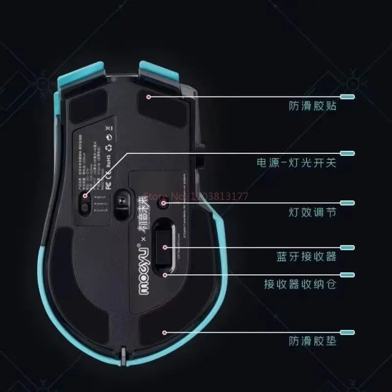 Hatsune Miku Gaming Mouse Anime Usb 2.4g Wireless Rgb Light 12000dpi Mouse For Desktop Pc Computers Laptop Mouse Festival Gift