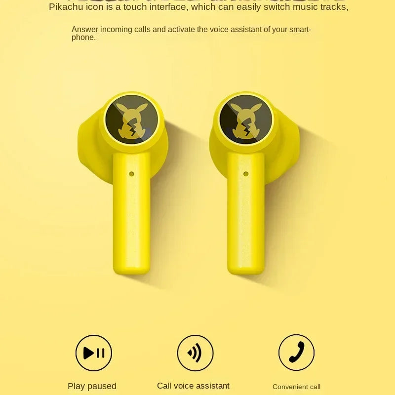 Pokemon Pikachu Razer Earphones Wireless Bluetooth 5.0 Sport Noise Reduction Headphones Touch Control Microphone Universal 2022