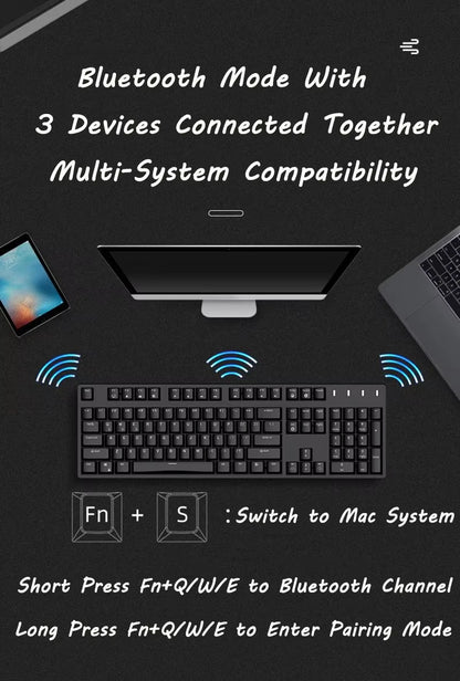 Kuromi Sanrio Mechanical Keyboard Black Pink 2.4G Wireless Bluetooth Keyboard Cute Design for Gamer Computer Laptop Girls Gift