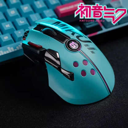 Hatsune Miku Gaming Mouse Anime Usb 2.4g Wireless Rgb Light 12000dpi Mouse For Desktop Pc Computers Laptop Mouse Festival Gift