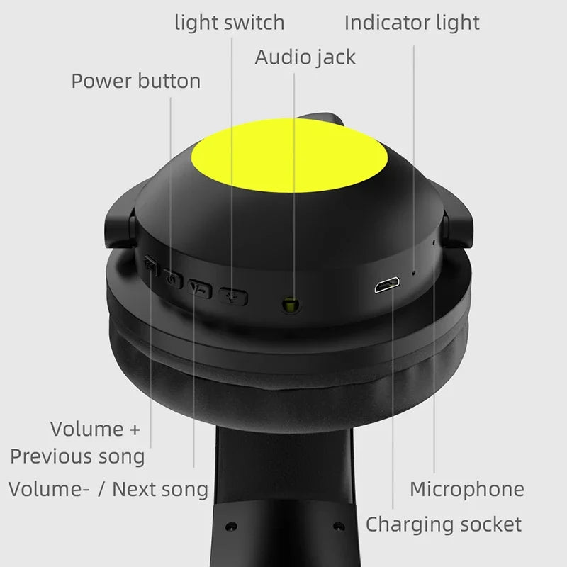 ZW068 Bluetooth Headphones LED light Cat Ears Headset Wireless Earphone Headphones Bluetooth Wireless For Samsung for PC