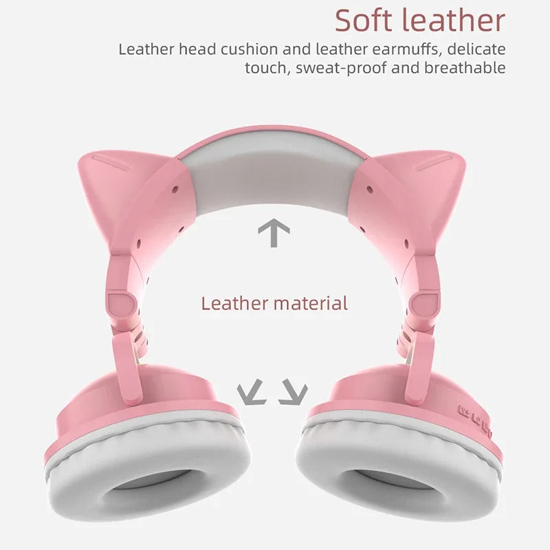 ZW068 Bluetooth Headphones LED light Cat Ears Headset Wireless Earphone Headphones Bluetooth Wireless For Samsung for PC