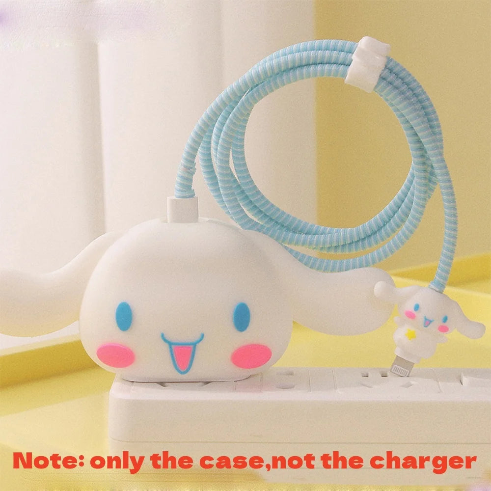Anime Sanrio Charger Protective Case Cartoon Cinnamoroll Kuromi Melody Iphone 20W Charger Head Data Cable Protect Shell Gifts