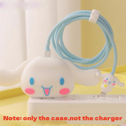 Anime Sanrio Charger Protective Case Cartoon Cinnamoroll Kuromi Melody Iphone 20W Charger Head Data Cable Protect Shell Gifts