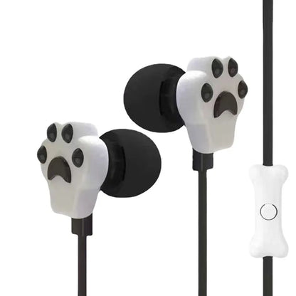 Cat Paw Earbuds Stereo 3.5mm In-Ear Headphones with Mic Earpiece Fashion Sports Wired Headset for Smartphone MP3 iPad PC Music