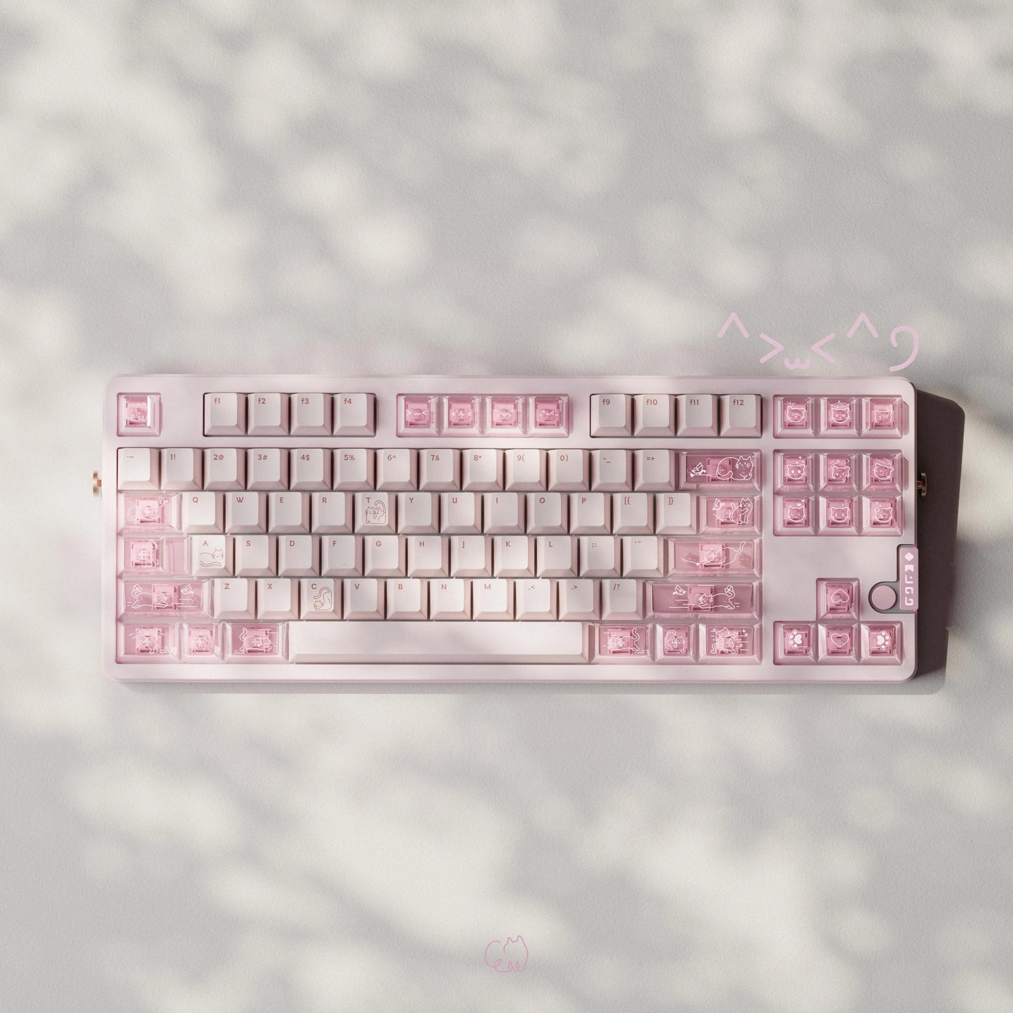 Cute Jelly Cat Theme Keycaps 140 keys PBT+PC Keycaps Pink Cherry Profile Custom Key Caps for Mechanical Keyboard Gifts PC Gamer
