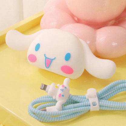 Anime Sanrio Charger Protective Case Cartoon Cinnamoroll Kuromi Melody Iphone 20W Charger Head Data Cable Protect Shell Gifts