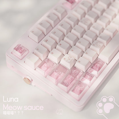 Cute Jelly Cat Theme Keycaps 140 keys PBT+PC Keycaps Pink Cherry Profile Custom Key Caps for Mechanical Keyboard Gifts PC Gamer