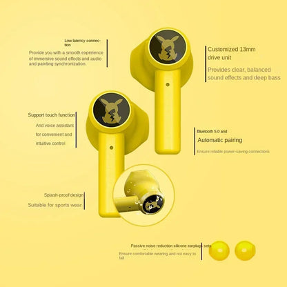 Pokemon Pikachu Razer Earphones Wireless Bluetooth 5.0 Sport Noise Reduction Headphones Touch Control Microphone Universal 2022
