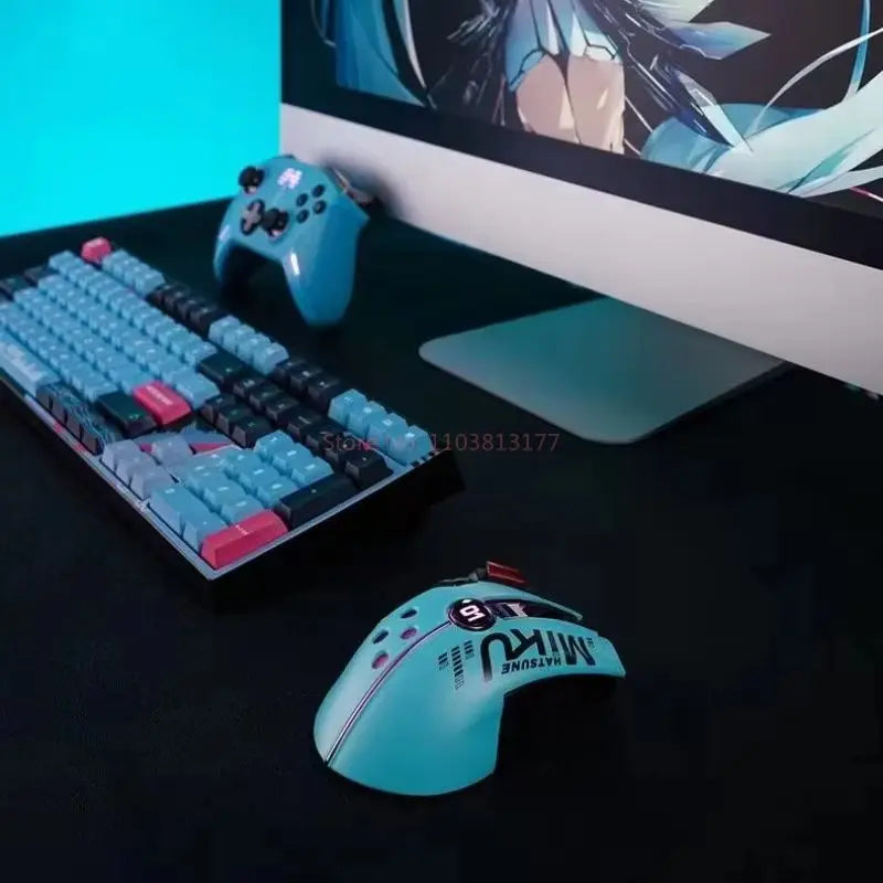 Hatsune Miku Gaming Mouse Anime Usb 2.4g Wireless Rgb Light 12000dpi Mouse For Desktop Pc Computers Laptop Mouse Festival Gift