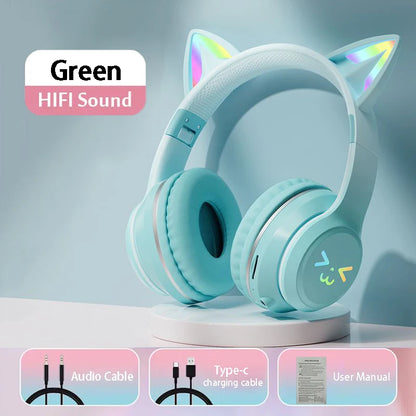RGB Glow Earphones Wireless Earbuds 5.3 Cat Ear Bluetooth Sports Headphones Bluetooth Mp3 Players Microphone Sale Headset Gamer