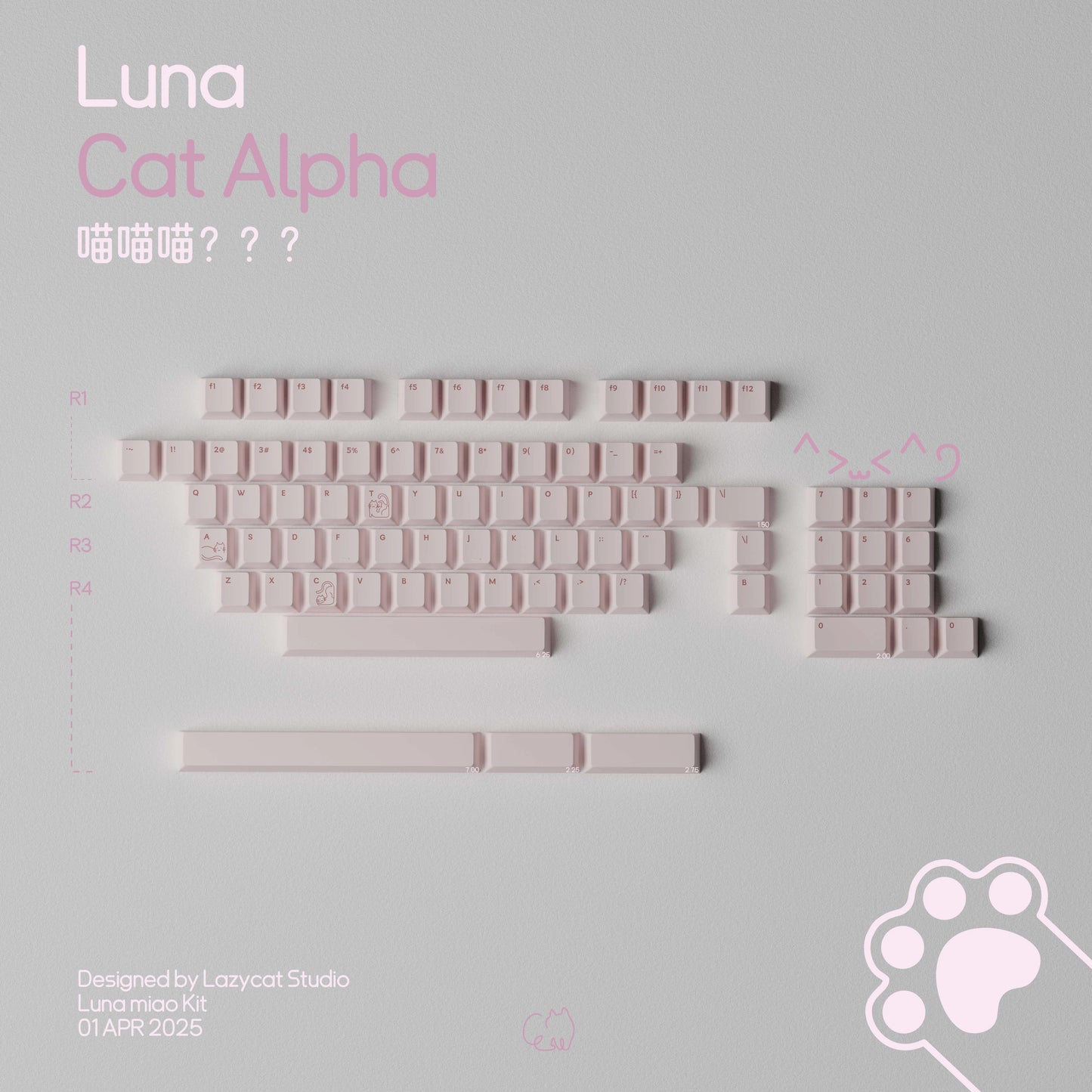 Cute Jelly Cat Theme Keycaps 140 keys PBT+PC Keycaps Pink Cherry Profile Custom Key Caps for Mechanical Keyboard Gifts PC Gamer