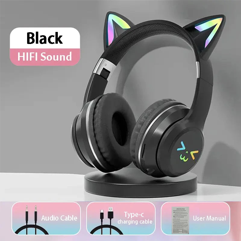 RGB Glow Earphones Wireless Earbuds 5.3 Cat Ear Bluetooth Sports Headphones Bluetooth Mp3 Players Microphone Sale Headset Gamer