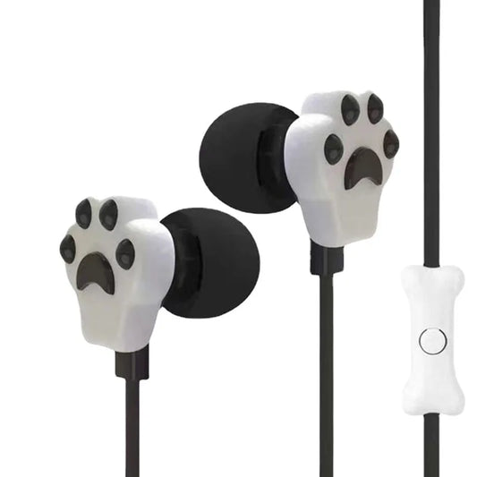 Cat Paw Earbuds Stereo 3.5mm In-Ear Headphones with Mic Earpiece Fashion Sports Wired Headset for Smartphone MP3 iPad PC Music