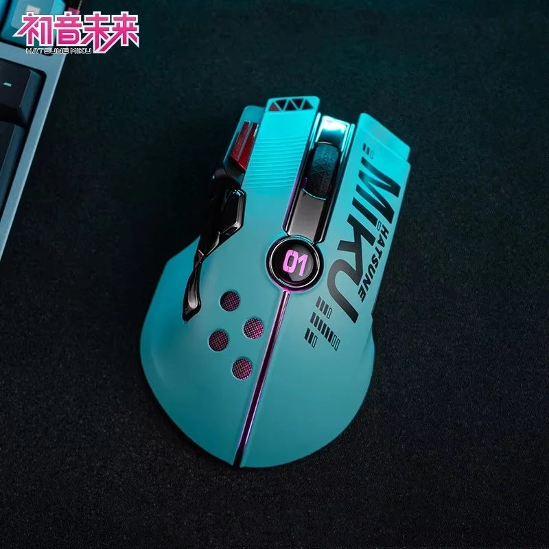 Hatsune Miku Gaming Mouse Anime Usb 2.4g Wireless Rgb Light 12000dpi Mouse For Desktop Pc Computers Laptop Mouse Festival Gift