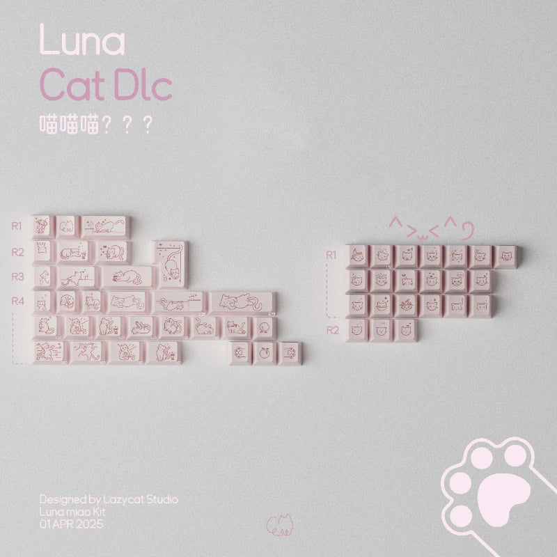 Cute Jelly Cat Theme Keycaps 140 keys PBT+PC Keycaps Pink Cherry Profile Custom Key Caps for Mechanical Keyboard Gifts PC Gamer